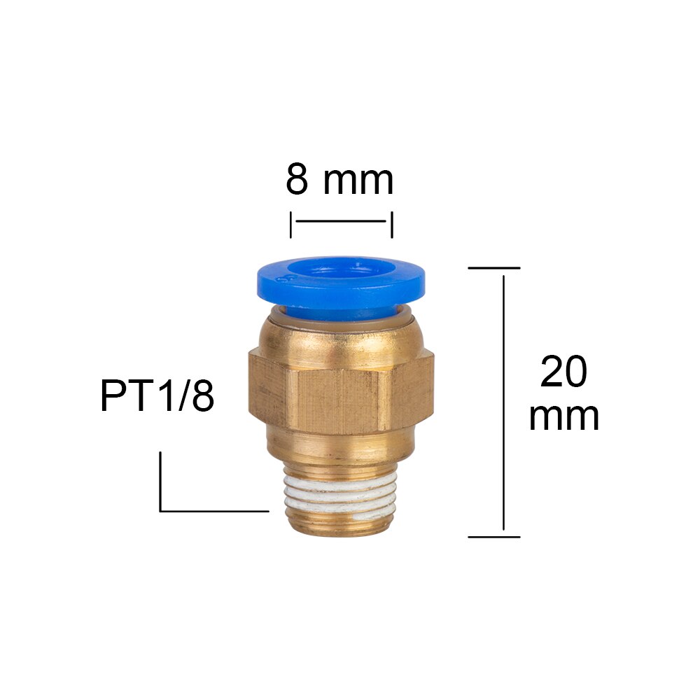 8MM Hose Tube 1/8" 1/4" 1/2" BSP Male Thread Straight Pneumatic Pipe Fitting Push in Quick Hose Connector Fit Tube: 18