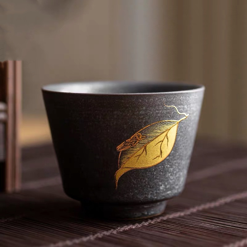 Keramisk gaiwan kontor tekop håndlavet kung fu terrin kinesisk te skål med låg og underkop vand krus te sæt drinkware: H