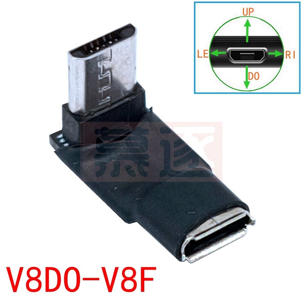 90 Degree USB Left &amp; Right Angled Micro 5pin Female to Micro USB Male Data Adapter To Mini USB Connector Plug Micro USB: V8DO-V8F