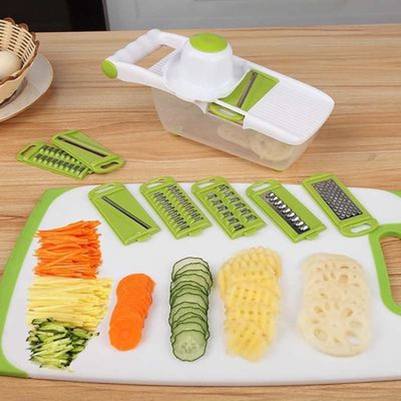 Keuken Handleiding Groente Cutter Slicer 8 Een Rvs Verwisselbare Messen Dunschiller Wortel Rasp Dicer Mandoline Aardappel