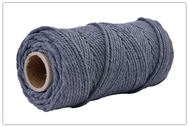 4mm 100%  bomuldssnor farverig reb ledning beige snoet håndværk macrame snor gør-det-selv bryllup hjem tekstil dekorative forsyning 100m: Grå