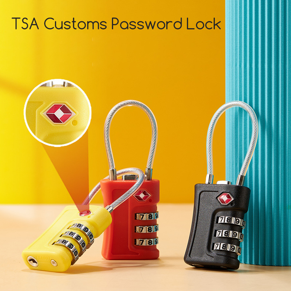 Anti-Theft Luggage Locks Lightweight 3 Dial Combination Steel Wire Lock Tsa-Compatible Travel Luggage Locks