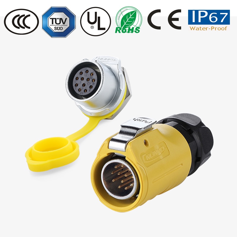 M20 IP67 Waterproof Quick Connect Electrical 2-12 Pin Panel Mount Wire to Board 12V DC Power Connector Plug Socket terminator: 12Pin Kit