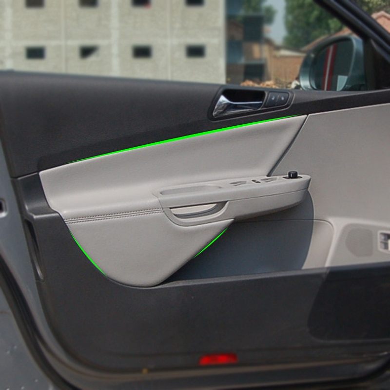 Panel de puerta Interior de coche, reposabrazos, cubierta de cuero de microfibra embellecedora para VW Passat B6 2006 2007