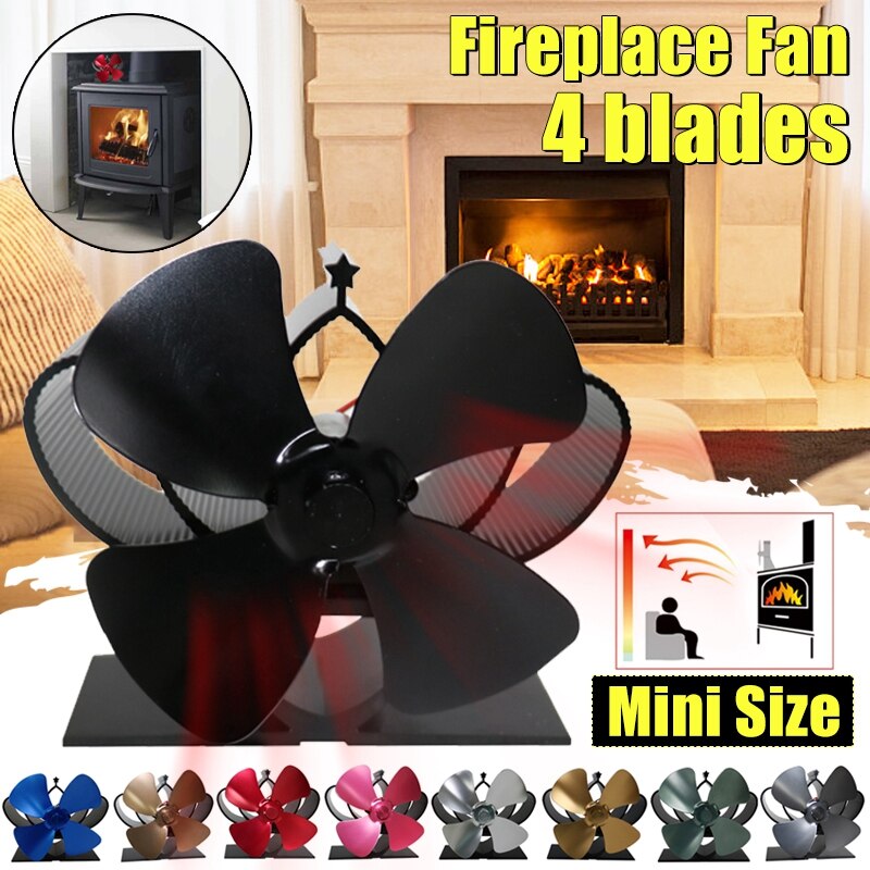 Mini Stove Fan 4 Blade Fireplace Fan Heat komin Powered Wood Friendly Quiet Burner Eco Fan Home Efficient Heat Distribution tool