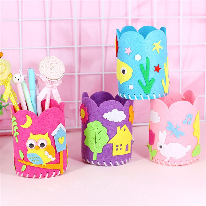 5 Stks/set Kids Educatief Diy Potlood Houder Craft Kit Toy Leuke Creatieve Handgemaakte Pen Container Kleuterschool Kinderen Meisjes Speelgoed