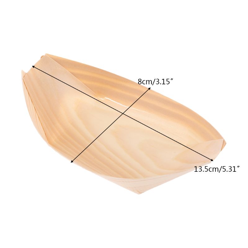 100 pieces wooden disposable serving trays Food Tray Sushi Boat to display and host special event party Cafe Dessert