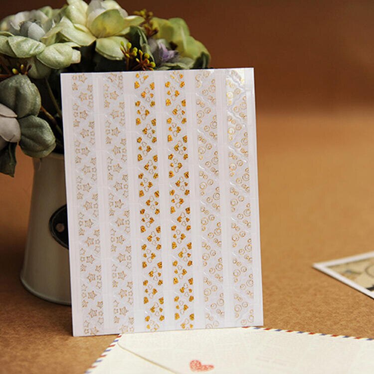Pegatinas brillantes de PVC para esquinas de fotos, álbumes de burbujas con corazón de estrellas, marco de protección para esquinas, decoración, 10 hojas/780 Uds.: Gold