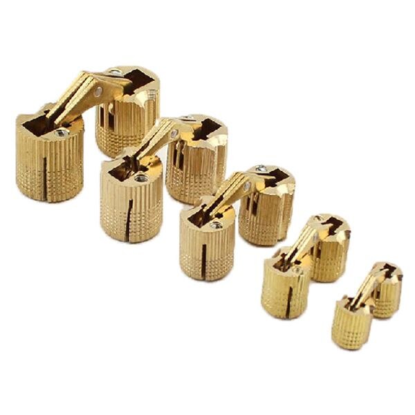 4 Stuks 10 Mm Koperen Vat Scharnieren Cilindrische Verborgen Kabinet Verborgen Onzichtbare Messing Deur Scharnieren Voor Meubels Hardware