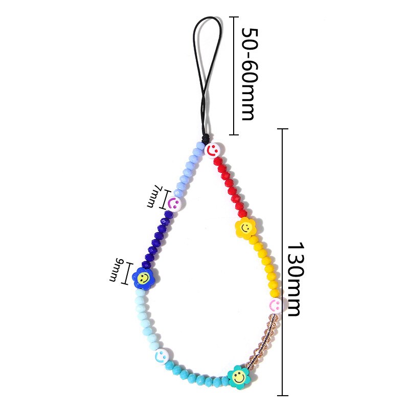 Heishi – bracelet de téléphone portable tendance, perles d'argile perlées, chaîne de téléphone, amour sourire fleur téléphone bijoux pour femmes Anti-perte: NO.12 Smile