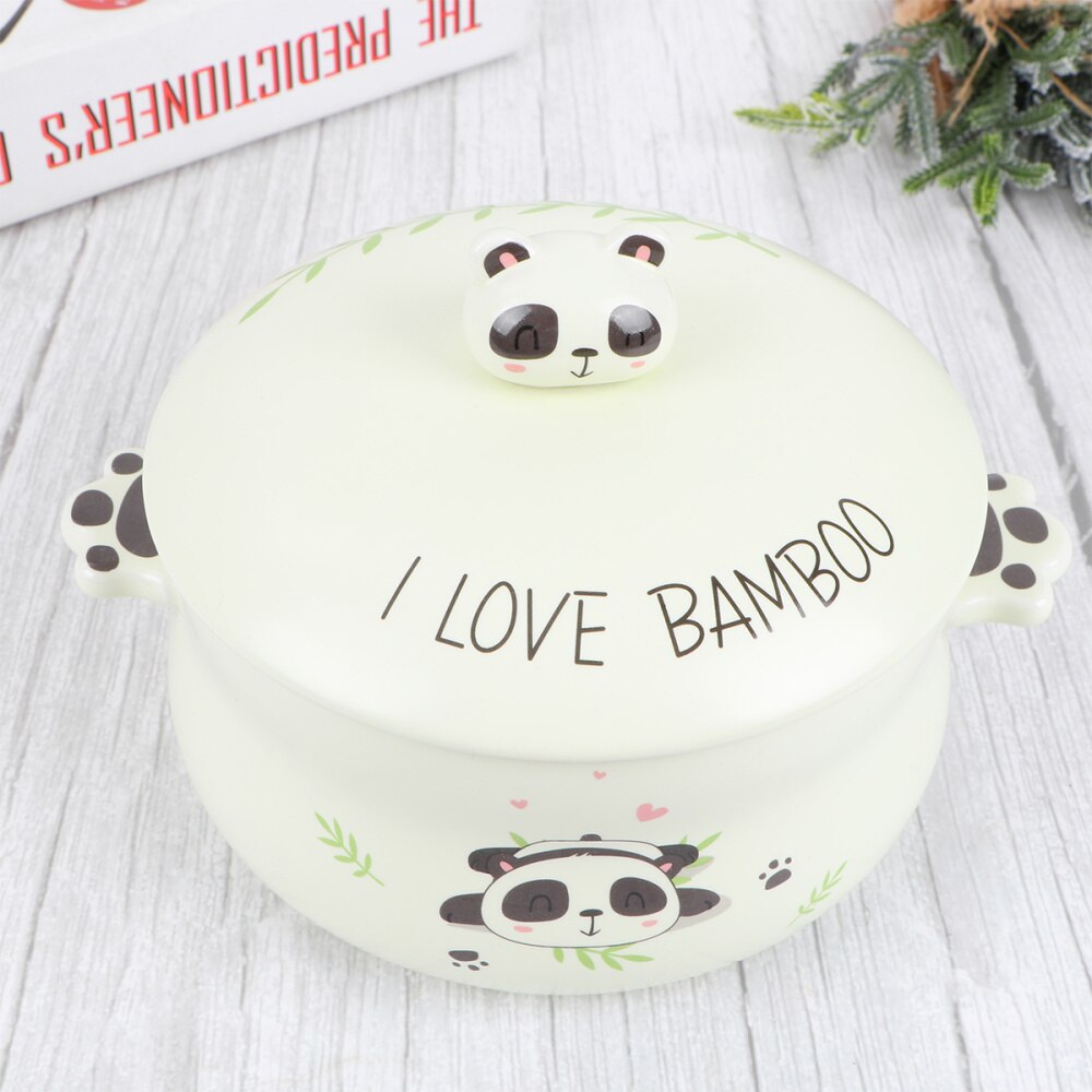 Adorable Panda Ceramic Bowl Instant Noodle Bowl Practical Kitchen Tableware (Thinking Panda)