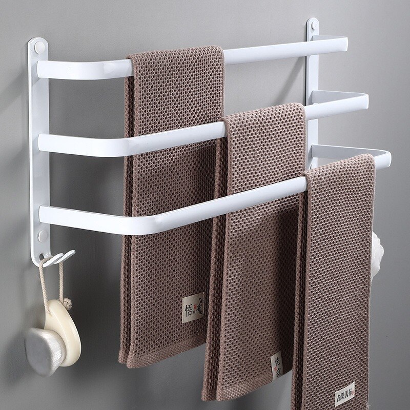 Towel Hanger Wall Mounted Towel Rack Bathroom Space Aluminum White Towel Bar Rail Matte White Towel Holder