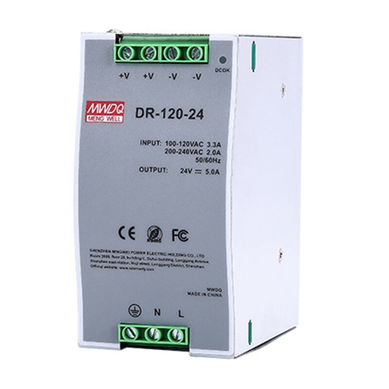 DR-120-24 DIN Rail Switching Power Supply 24V 5A Rail Switching Power Supply 120W Rail Power Supply: Default Title