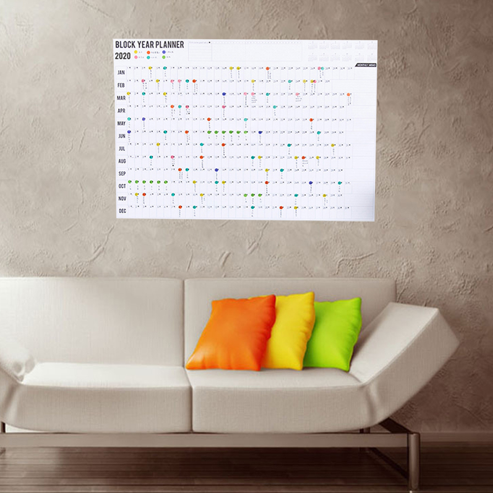 Yearly Calendar Year Planner Memo Organiser Annual Schedule Daily With Sticker Dots Wall Planner Stationery Office Supplies