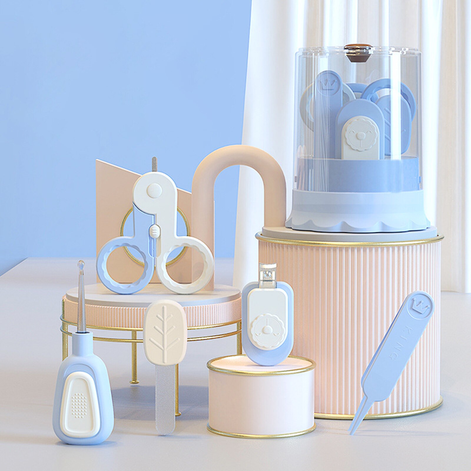 5 Stuks Baby Nail Kit, Nagelknipper, Schaar, Bestand, Pincet, &amp; Lichtgevende Oor Pick Met Storage Case Voor Kinderen Peuter Baby Baby