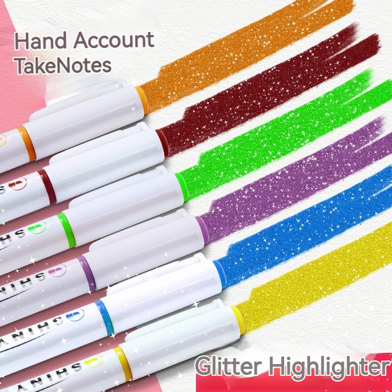 Ensemble de stylos brillants de couleur scintillante, surligneur scintillant, marqueur de 4mm, brosse pour dessin, peinture, école d'art, paillettes métalliques, 4 pièces
