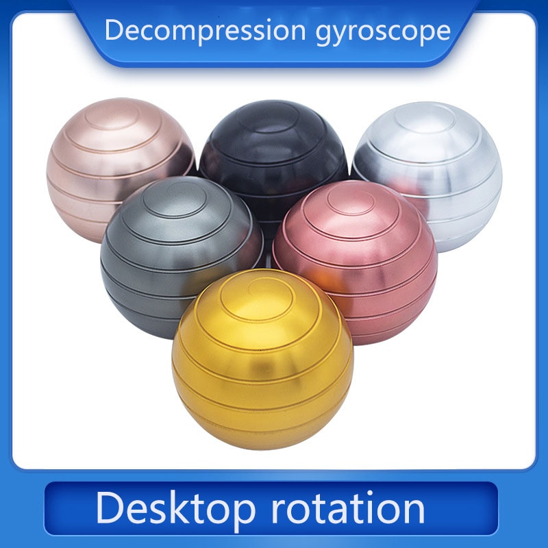 Desktop Decompression Rotating Spherical Gyroscope Desk Toy Metal Gyro Optical Illusion Flowing Finger Toy For Adult