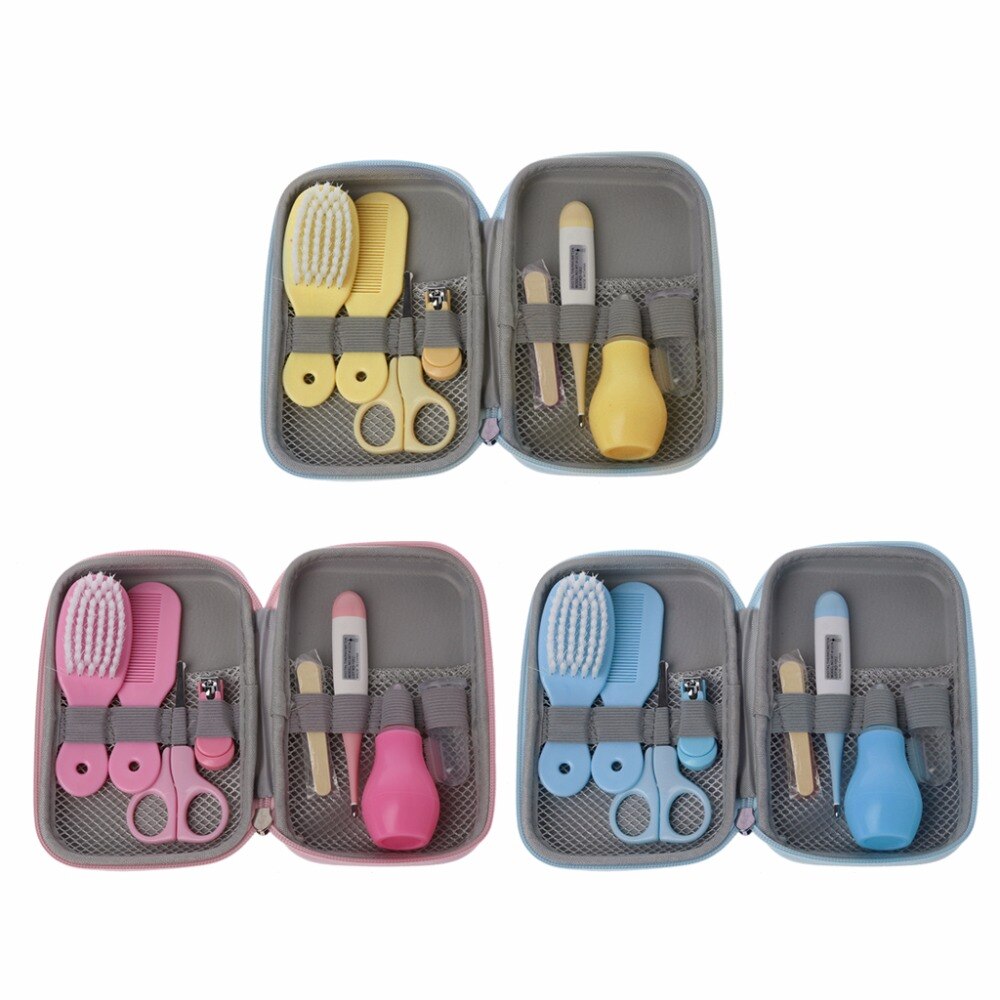 8 unids/set bebé recién nacido niños cuidado de uñas cabello salud termómetro Kit de cepillo de cuidado Set de utensilios para el cuidado del bebé