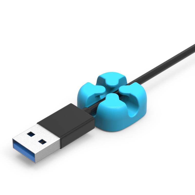 Cavo di Dati Del Telefono Mobile Organizzatore Silicone USB Cavo Avvolgitore Desktop Ordinato di Gestione Pinze Cavo di Supporto per il Mouse Cavo Delle Cuffie: blue