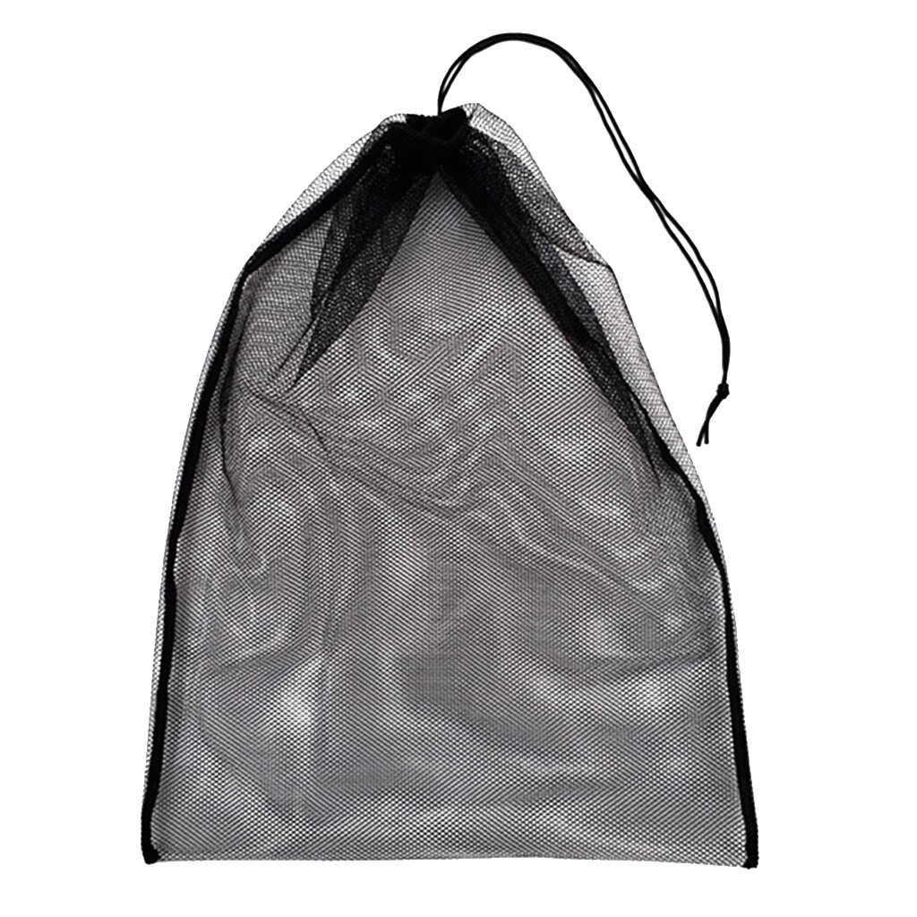 Multi Functional Scuba Diving Mesh Drawstring Bag for Swimming Water Sports Beach Diving Travel Gym Gear Black 64 x 46cm