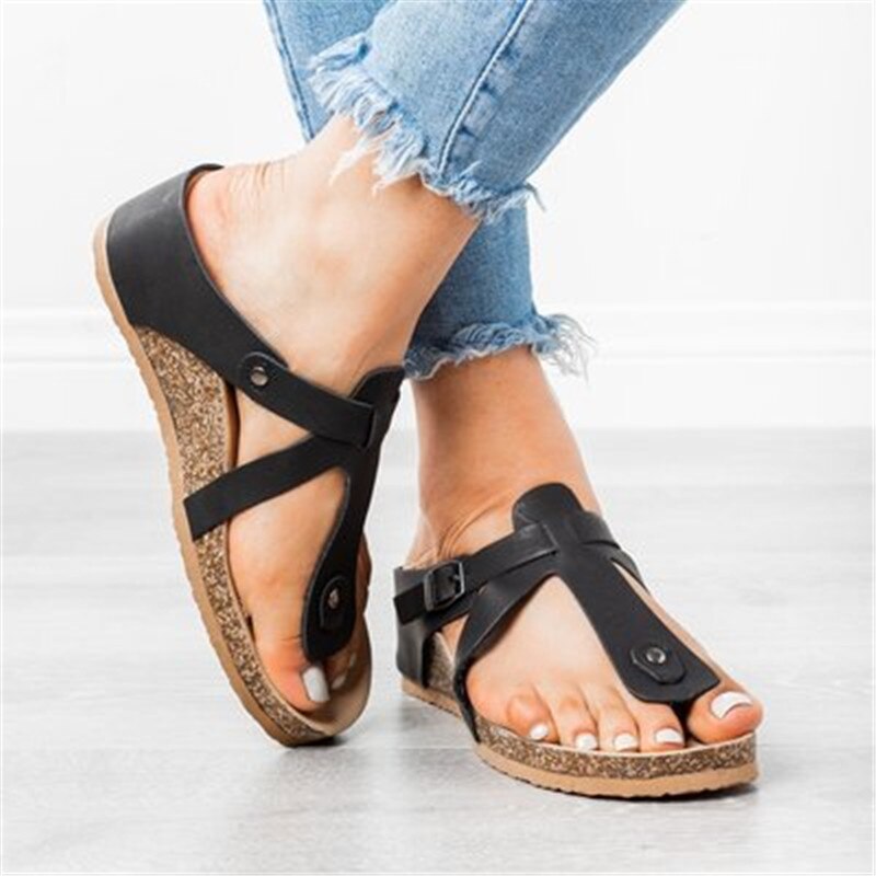 Slippers van kurk, slippers voor dames, zomerse koreaanse versie, platte slippers voor strandsandalen