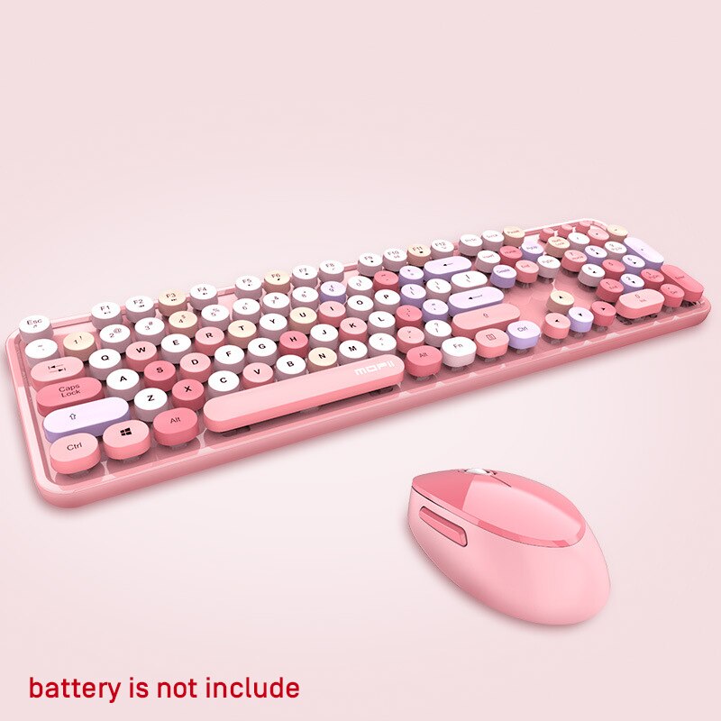 Set van 2.4g draadloze toetsenborden en muizen, schattig roze multifunctioneel toetsenbord en muis voor lenovo/asus/dell muizen, 1600 dpi gamertoetsenbord: Kleurrijk roze