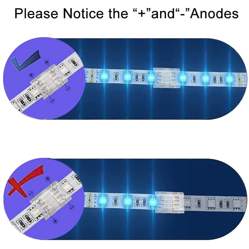 10Packs 4-Pin RGB LED Light Strip Connectors 10mm Unwired Gapless Solderless Adapter Terminal for SMD 5050 LED Strip