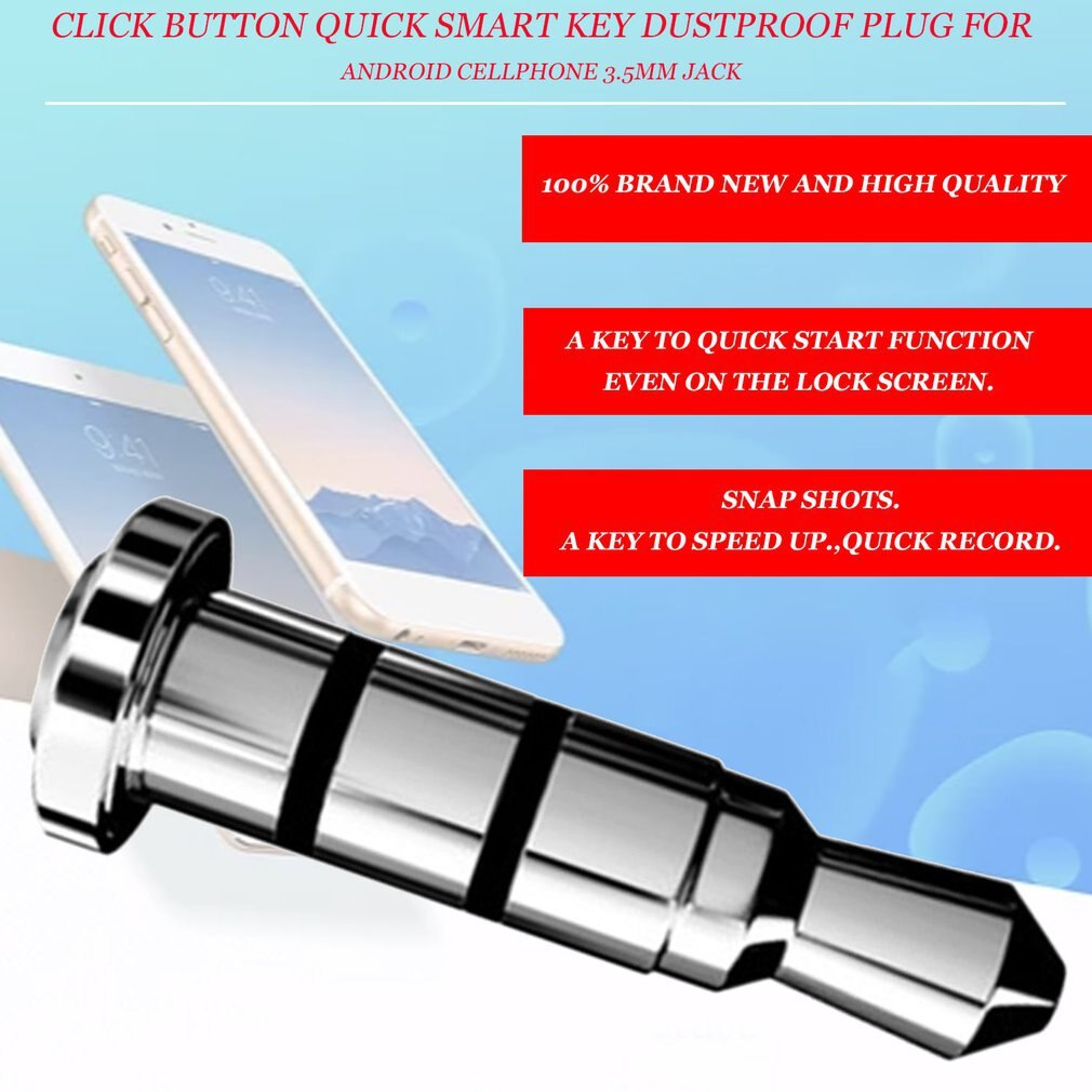 3.5mm Earphone Jack Smart Key Shortcuts Dust Plug for Samsung Galaxy S4 S5 I9600 Android Smart Mobile Phone