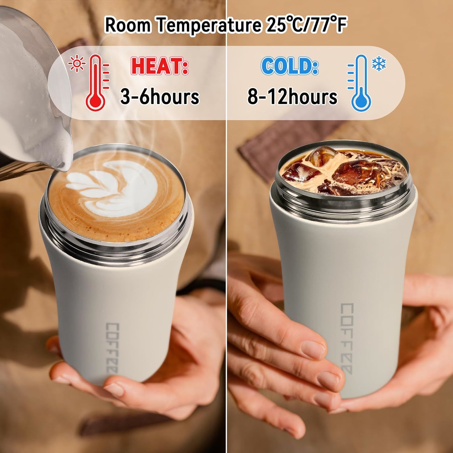 14Oz Insulated Stainless Steel Travel Coffee Mug Spill Proof Travel Mug with Straw Reusable Drinkware for and Cold Beverages