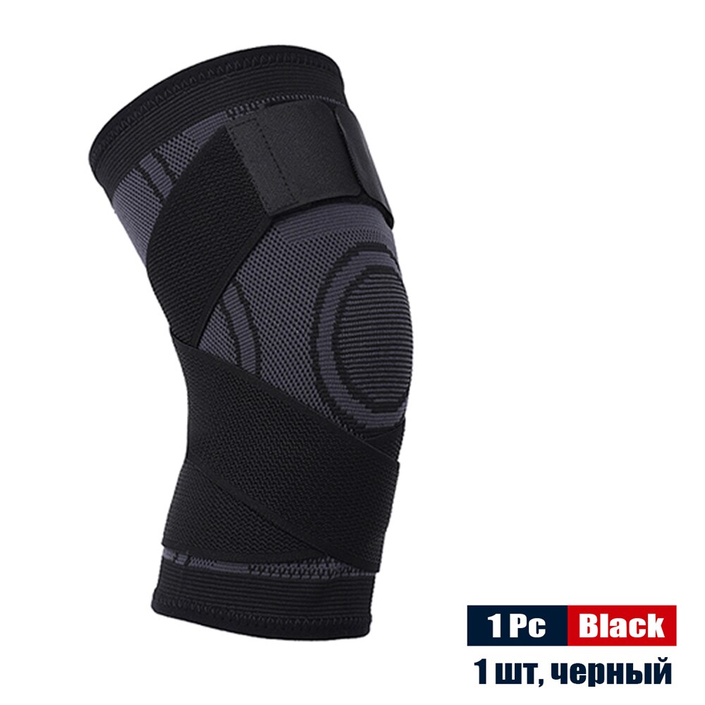 1Pc Sports Knee Brace Support Compression Knee Sleeve with Adjustable Strap for Leg Pain Relief Meniscus Tear Arthritis ACL MCL: Black / XXL