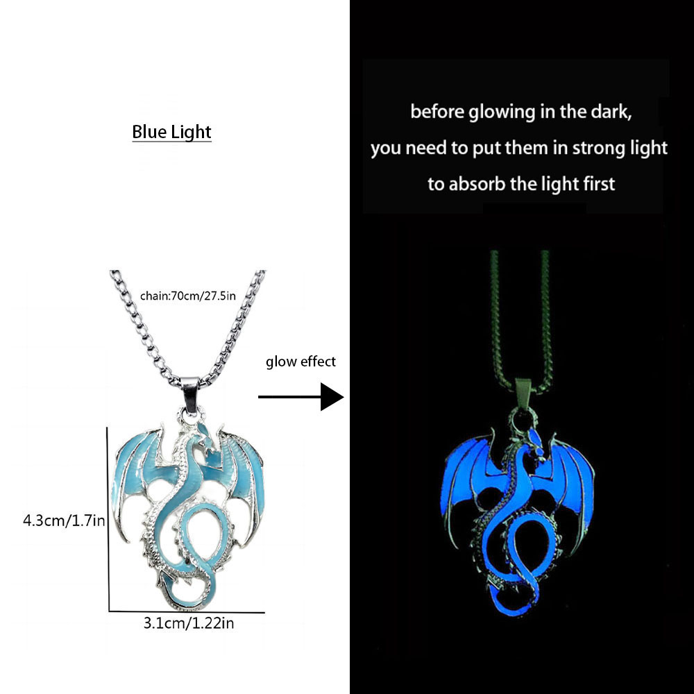 Luminous Dragon Necklace Glowing Night Fluorescence Antique Vintage Glow In The Dark for Men Women Party Halloween Day Club