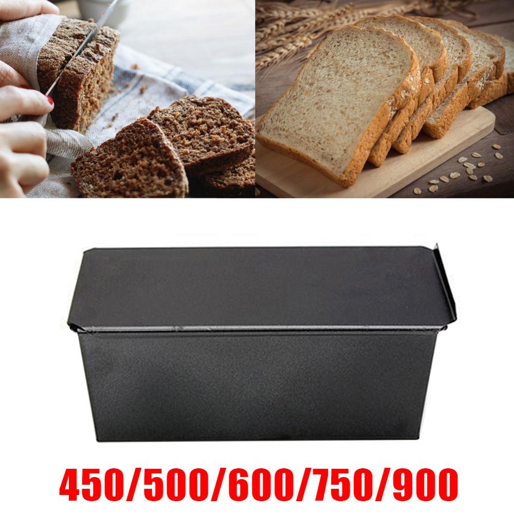 Non-Stick Bread Loaf Meatloaf Pan Black with Lid Iron Toast Mold Kitchen Bakeware French Bread Tray Baking Oven Shape Bake Suppl