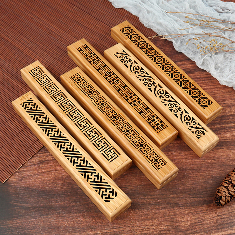 1pc Bambus Holz Räucherstäbchen Halfter Brennen Joss Räucherei Kasten Brenner Asche Fänger