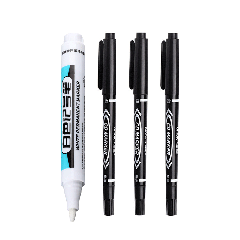 Set van 0.7/1.0/2.5mm witte verfmarkers met fijne punt, olieachtige, permanente verf voor steen, stof, hout, metaal, glas, canvas, banden en graffiti.: Gemengde kleur