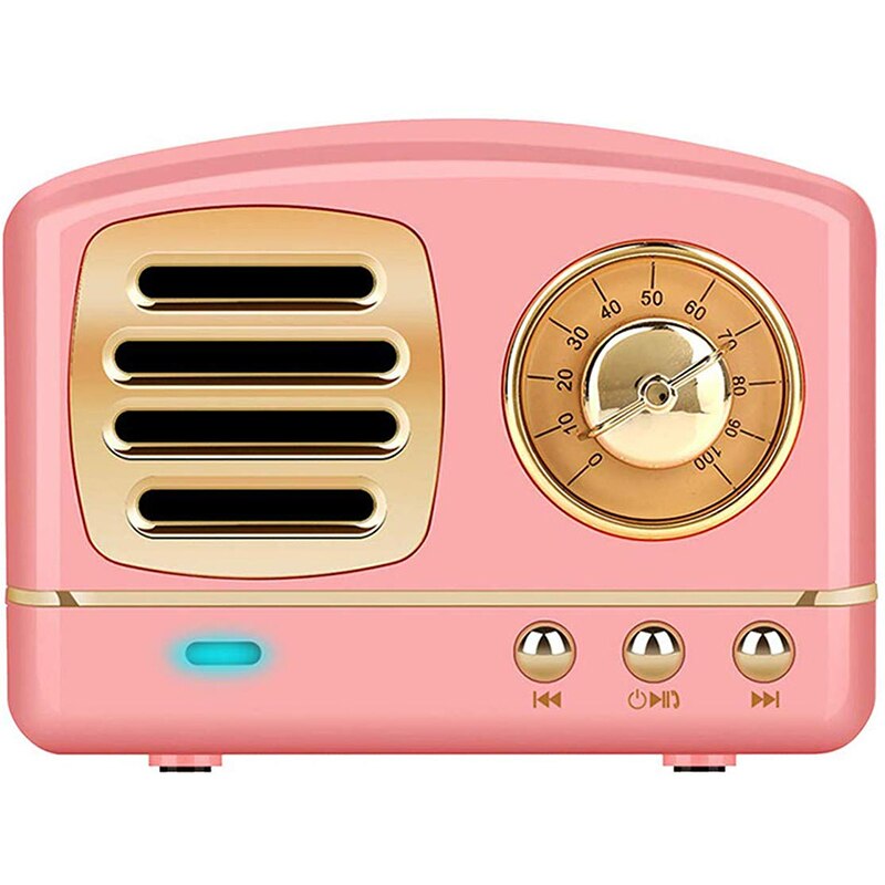 Dosmix Draadloze Stereo Retro Luidsprekers Draagbare Bluetooth Vintage Luidsprekers met Handsfree Bellen Aansluitbaar SD Card Slot AUX: Roze