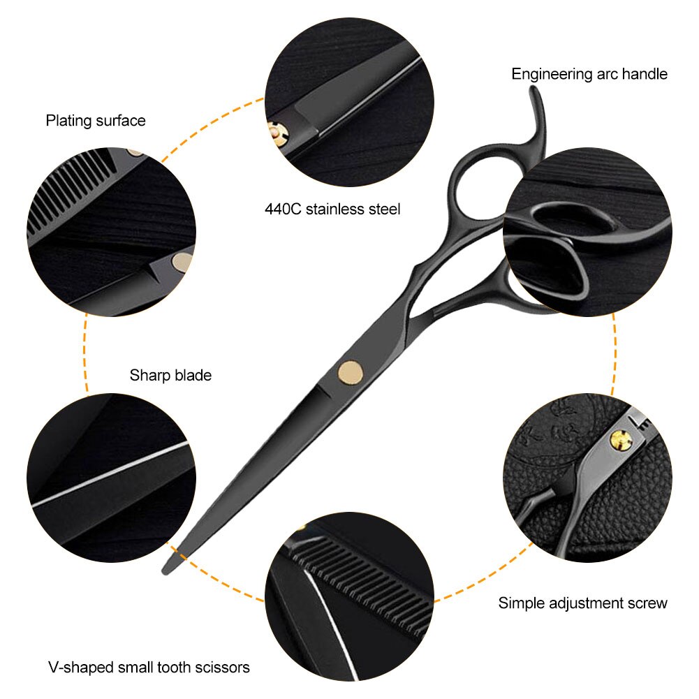 9PCS Hair Cutting Scissors Set Pro Hairdressing Scissors Kit With Thinning Scissor Shears Hair Cape Comb Tool For Barber General