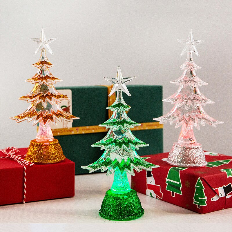 Tabletop Mini Christmas Tree with LED Lights Artificial Pine Tree for DIY Halloween Christmas Ornaments Decorations WWO6