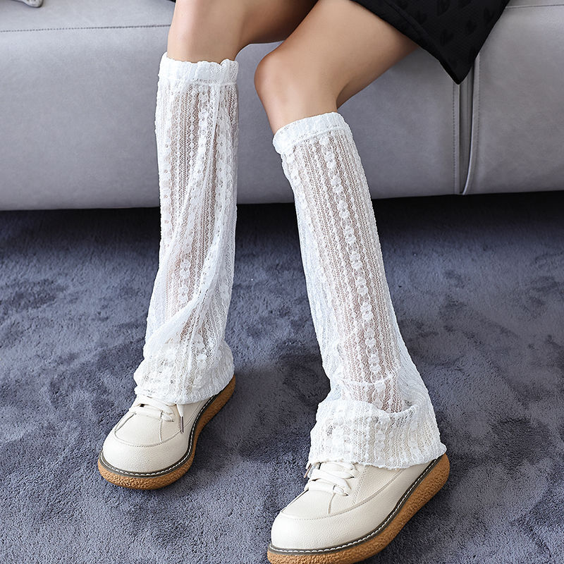 Zomer Uitlopende Beenwarmers Vrouwen Witte Holle Lange Kousen Kniehoge Ademende Meisjes Beenwarmer Y2k Kawaii Mesh Sok: Bruin