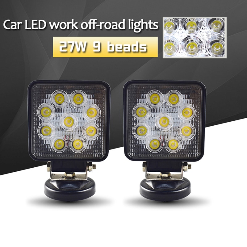 4 pouces 27W 6000K 12V LED lumière de travail Spot LED ronde lumière tout-terrain lampe Worklight pour hors route moto voiture camion bateau