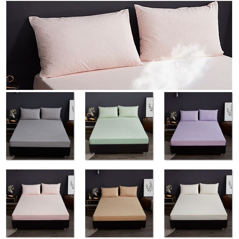 Waterproof Urine Mattress Pad Cotton Terry Bed Cover Striped Mattress Cover Breathable Bed Covers Fitted Sheet Anti Bed Bug Mite