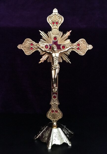 Hause Kirche Diamant einstellen Gold Silber Kupfer verrotten Kupfer Jesus überqueren Heiligen Bitteren Statue Dekoration Katholischen Christian Handwerk