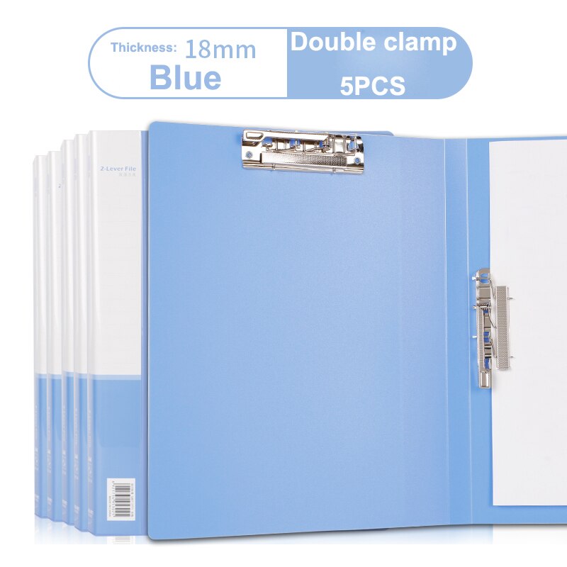 5pcs A4 Double Board Folder Strong Clip File Folder Board, Paging Book Clip Storage Box, Student Board Folder Office Supplies: Double Clip blue