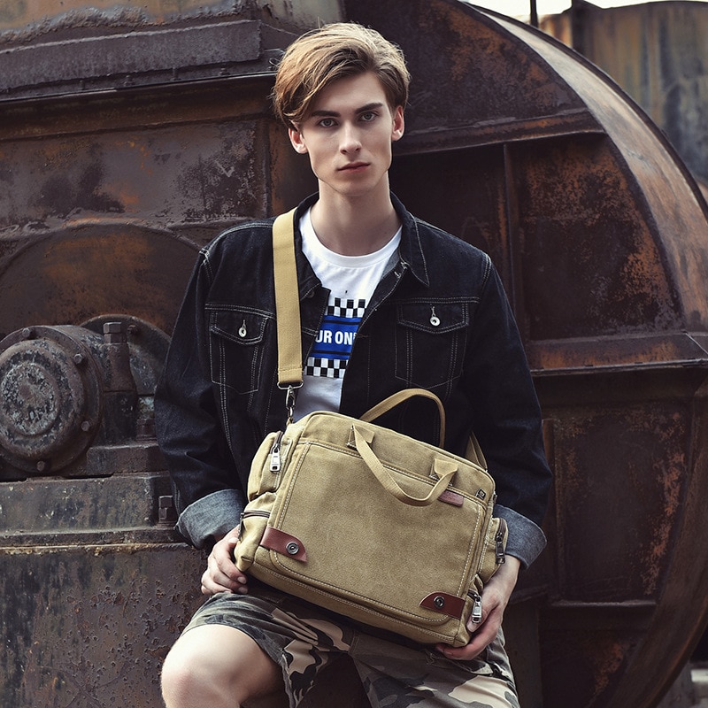 MANJIANGHONG Mannen Canvas Tas mannelijke Crossbody Tas Canvas Schouder Messenger Bags mannen Handtas zakelijke Tote Aktetas