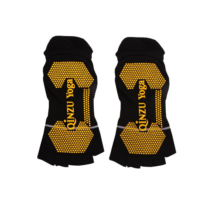 Yoga-socken für damen und herren, aus baumwolle, hinten offen, rutschfest, offene zehen, halbzehenfest, pilates-, fitness-, ballett- und sportsocken, hausschuhe