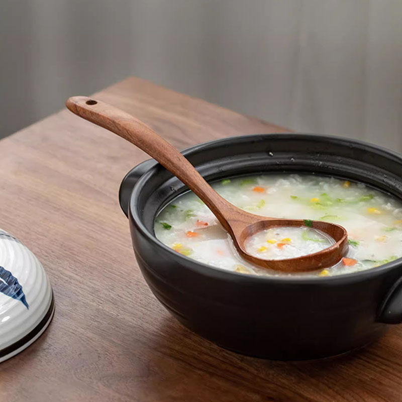 Teak Houten Pollepel Lepel Keuken Opscheplepel Met Achterhaken Non-stick Houten Soeplepel Voor Koken Serveren En Roeren