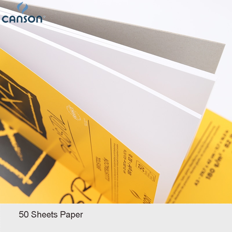 Canson-papel pesado Serie XL, 180 gsm para tinta, marcador o lápiz plegable sobre 8,3x11,7 pulgadas, blanco brillante, 50 hojas