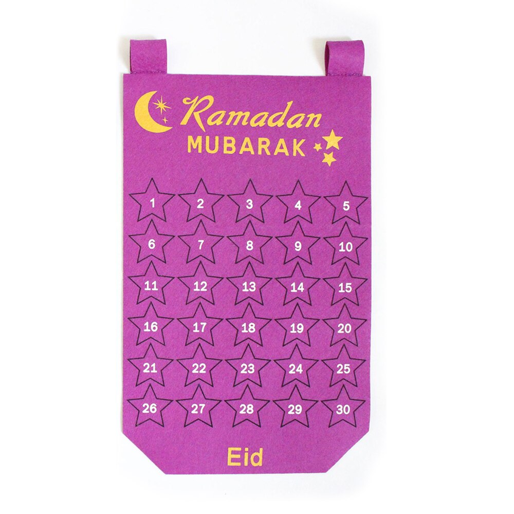 Eid Mubarak decoración Ramadan Mubarak tela cuenta regresiva calendario decoraciones Ramadán para casa Ramadán musulmán Kareem suministros: 3