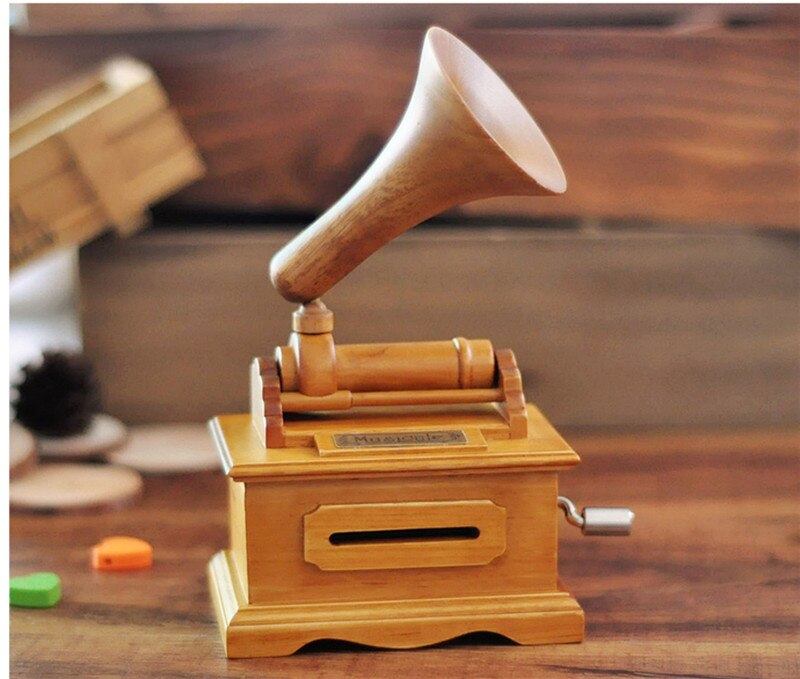 Caja Musical de madera para hacer música, fonógrafo Vintage