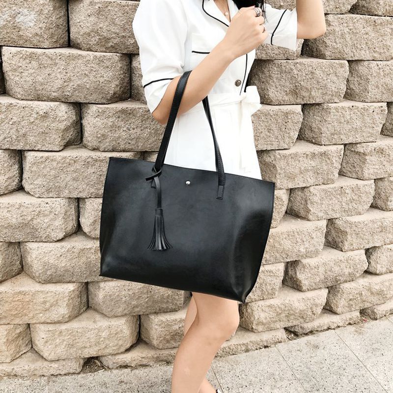 Grote Pu Lederen Vrouw Handtas, Tote Schoudertas Crossbody Enkele Schoudertassen