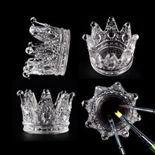 Rolabling Acrylic Nail Cup Crystal Liquid Dappen Dish Crown Shape Glass Cup Nail Art Container brush Holder Nails Tools